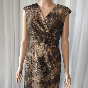 Frank Lyman design animal print dress with gold buckle size 8